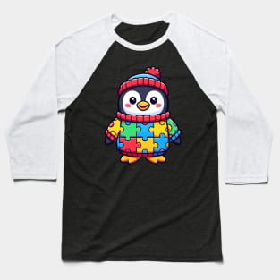 Autism Awareness Penguin With Puzzle Piece Sweater Baseball T-Shirt